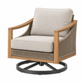 Sillón giratorio 78 x 82 x 86 cm de madera y cuerda beige estilo contemporáneo