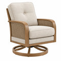 Sillón giratorio 75 x 85 x 92 cm de madera y tejido beige estilo natural