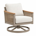 Sillón giratorio 76 x 82 x 87 cm de metal y cuerda beige para exterior