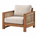 Sillón 80 x 78 x 80 cm de madera marrón con cuerda y tapizado beige de estilo natural
