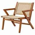 Sillón 70 x 75 x 80 cm de madera y fibra trenzada natural estilo rústico