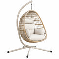 Sillón colgante 105 x 105 x 195 cm de ratán sintético beige para interior y exterior