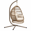 Silla colgante 105 x 105 x 195 cm de acero y ratán sintético marrón estilo bohemio