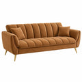Sofá de 3 plazas 210 x 90 x 85 cm tapizado marrón de estilo moderno