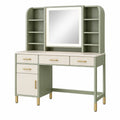 Tocador con espejo 120 x 50 x 160 cm de madera verde y blanco con cajones estilo moderno