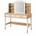Tocador 100 x 45 x 150 cm de madera beige con espejo y estantes de estilo contemporáneo