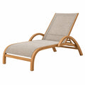 Tumbona reclinable 190 x 65 x 90 cm de madera y tejido beige para exterior