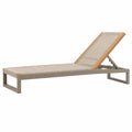 Tumbona de exterior 200 x 70 cm de aluminio gris y madera natural con respaldo ajustable