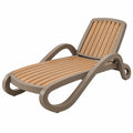 Tumbona 190 x 70 x 90 cm de plástico marrón y efecto madera reclinable para exterior