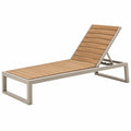 Tumbona de jardín 200 x 65 x 90 cm de madera y metal beige natural reclinable