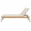 Tumbona reclinable 200 x 65 cm de madera y tejido beige para exterior