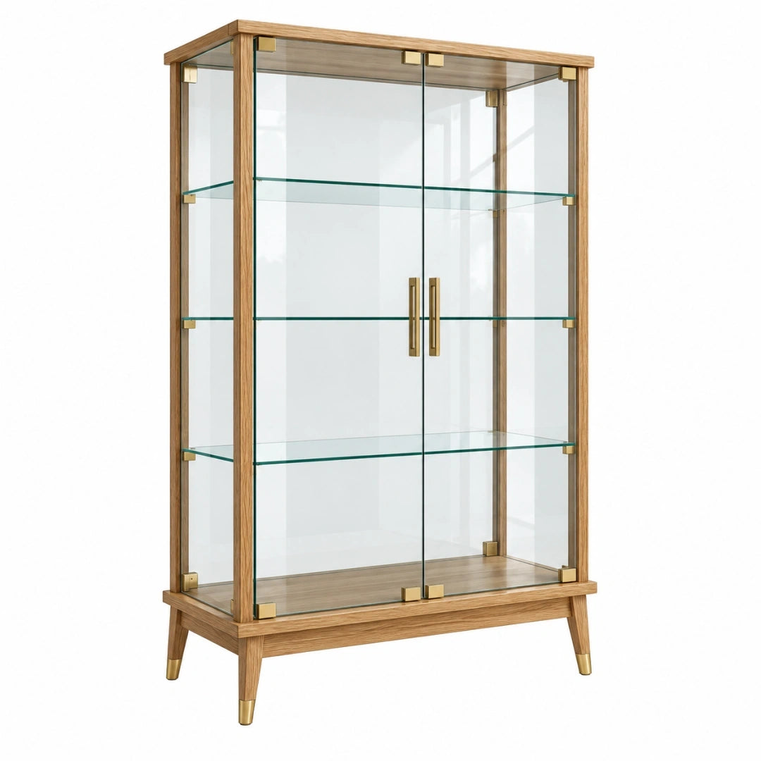 Vitrina 90 x 40 x 180 cm de madera y vidrio transparente con puertas - Estilo moderno