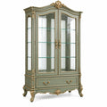 Vitrina 105 x 45 x 195 cm de madera verde grisáceo y vidrio - estilo clásico para salón