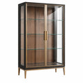 Vitrina 100 x 45 x 180 cm de metal y vidrio marrón negro estilo moderno