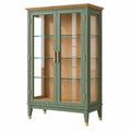 Vitrina de madera y vidrio verde 90 x 40 x 180 cm con dos puertas